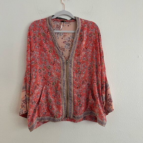 Free people wildflower zip up kimono, size XS/S, missing tie - Picture 2 of 8